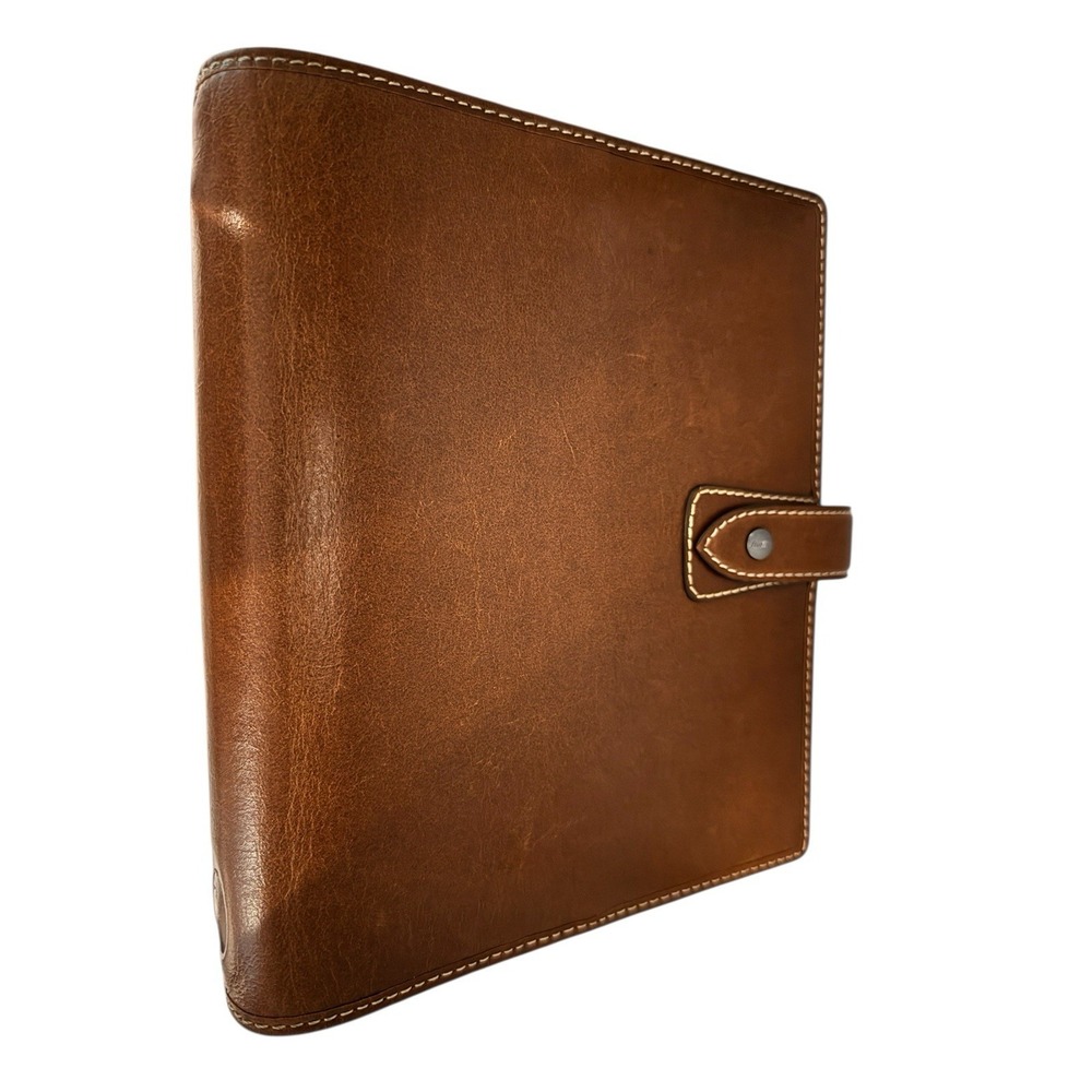 filoFAX Tan Brown Leather Organizer with Snap Closure